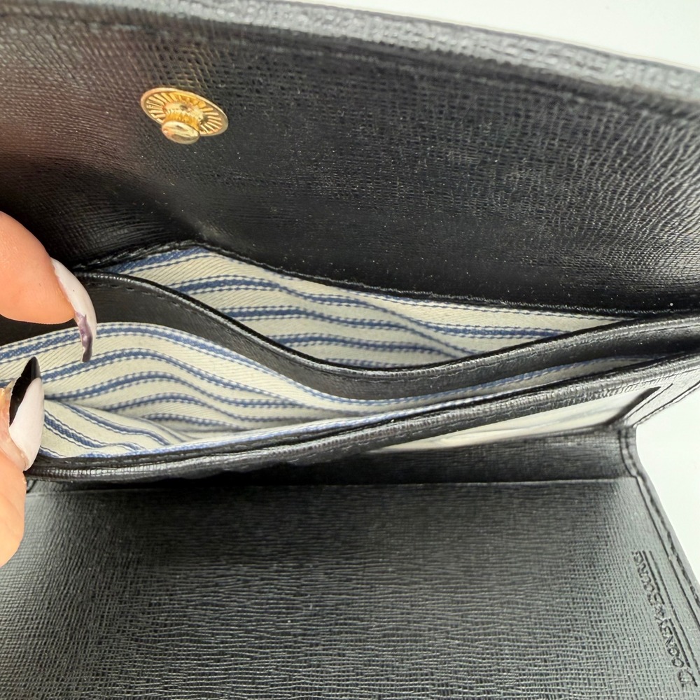 Dooney & Bourke Black Saffiano Leather Continental Clutch Flap Wallet Gold Logo - Picture 5 of 7